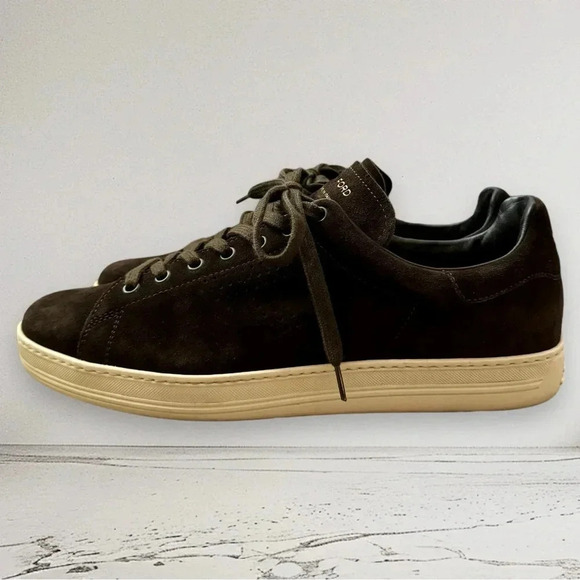 RARE TOM FORD Men's Warwick Suede Sneakers Dark Brown Size 11 - Picture 4 of 15